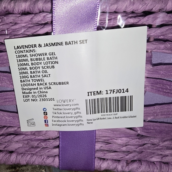 NWT LOVERY: Lavender & Jasmine Spa Bath Gift Set - 9Pc Relaxation Kit, Unopened - Picture 5 of 10